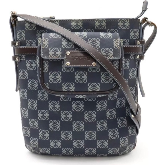 VINTAGE LOEWE Anagram Crossbody Messenger Bag with Matching Pouch On Front - Picture 17 of 17